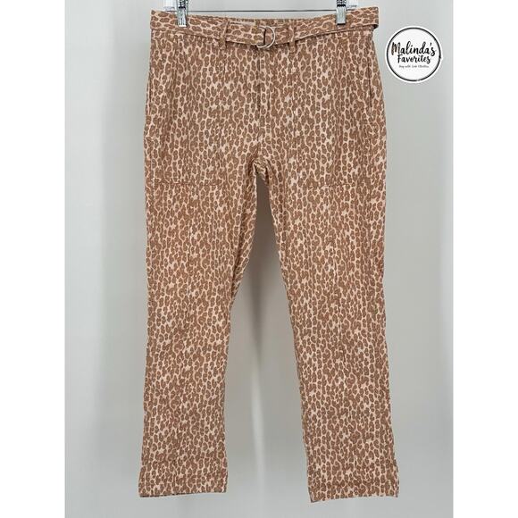 Anthropologie The Wanderer Pants 29 Leopard Print Cotton Linen Boho Chic - Picture 3 of 14